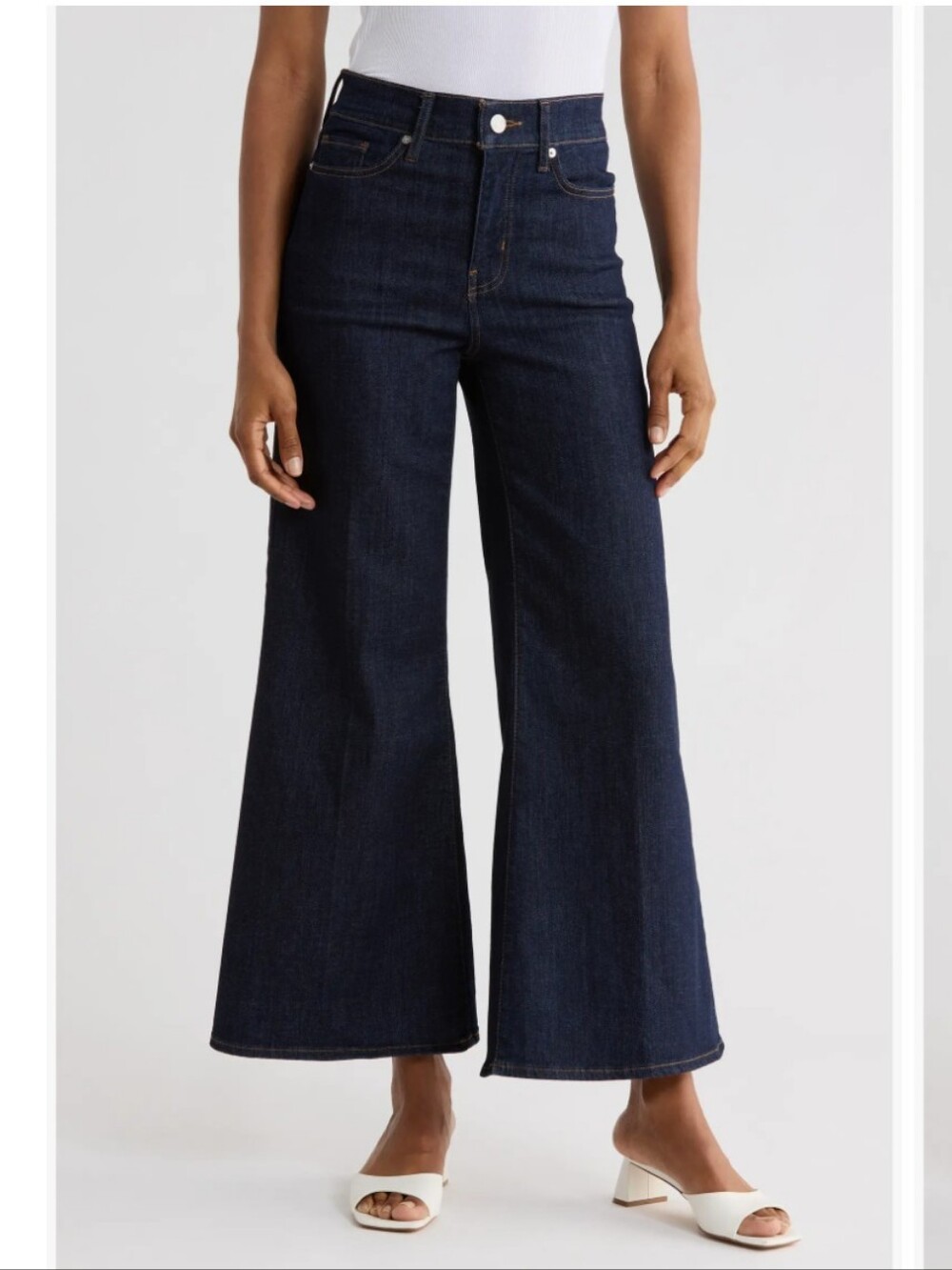 Frame Denim Le Palazzo Crop Wide Leg Jeans 26 Dark Wash